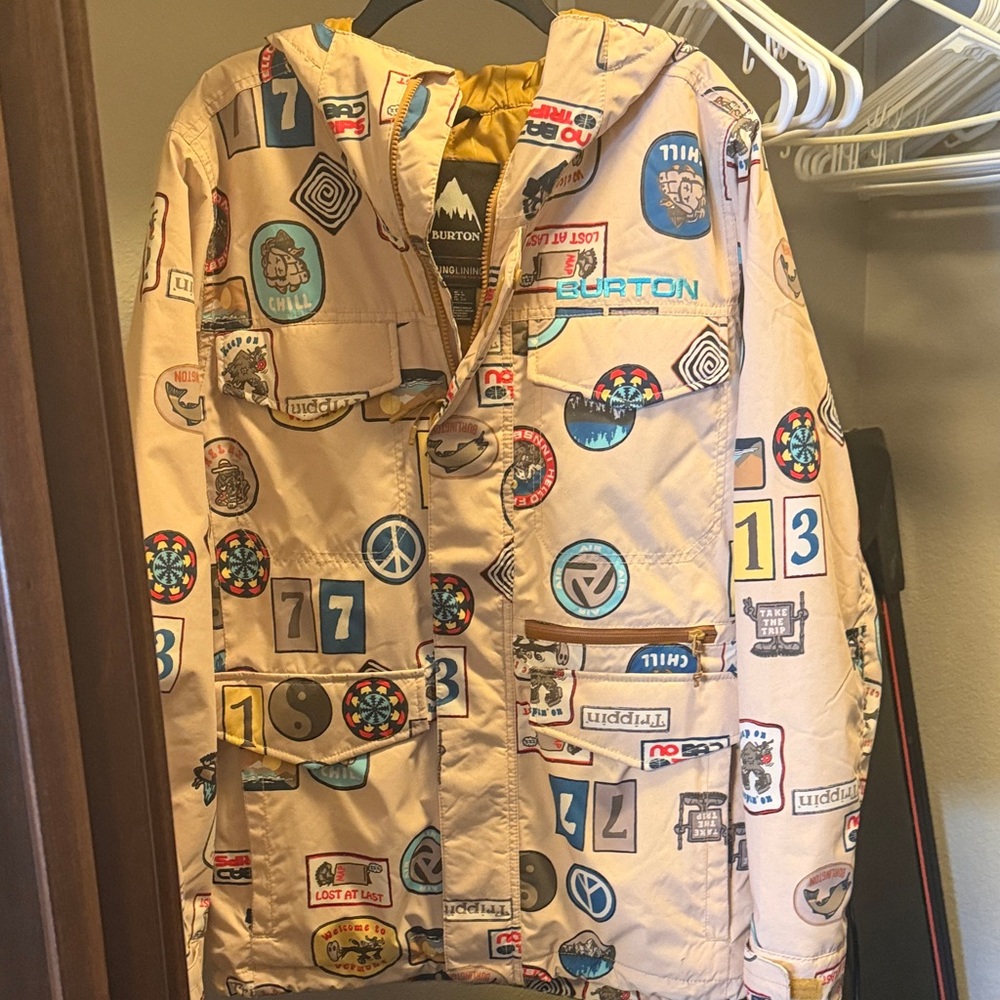 Burton Tan Jacket with Colorful Graphics